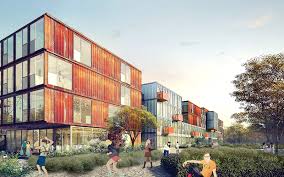 Triff deine mitbewohnerinnen auf ein kickerturnier in der lobby, büffelt im lernraum oder grillt draußen im begrünten innenhof mit dem clubhaus. Eba51 Kreatives Containerdorf Fur Berliner Studenten Containerbasis De