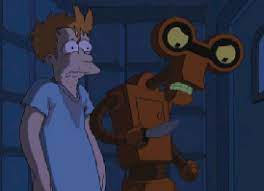 futurama roberto stabby gif memeorama futurama cartoon network adventure time funny gif