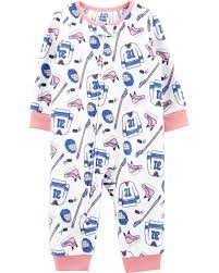 Toddler Multi 1 Piece Hockey Fleece Footless Pjs Carters Com Baby Girl Pajamas Shopping Outfit Toddler Outfits