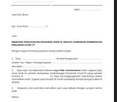 Jadi dapat surat rasmi ini disertakan bersama sijil cuti sakit yang telah disediakan oleh klinik kesihatan atau hospital. Contoh Surat Cuti Kehadiran Murid Ke Sekolah Kerana Covid19