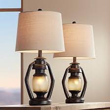 Horace Brown Miner Nightlight Table Lamps Set Of 2 67y72 Lamps Plus In 2020 Farmhouse Table Lamps Lantern Table Lamp Bedroom Lamps Nightstand