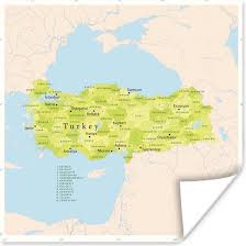 Leer meer over de turkse economie en welke kansen er voor jou en je onderneming zijn weggelegd. Bol Com Illustratie Van Een Kaart Met Turkije In Het Groen Poster 75x75 Cm Foto Print Op Poster