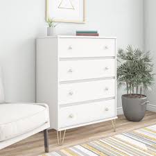 It can be used to organize files, underwear, toys, and other daily necessities, keeping the room organized and tidy. Novogratz Finley 4 Drawer Dresser White