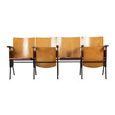 Row Of 4 Wooden Cinema Armchairs 1960s In 2020 Wooden Armchair Wood And Metal