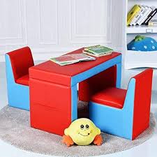 Costzon Kids Sofa 2 In 1 Multi Functional Kids Table Amp Chair Set 2 Seat Couch With Storage Box F Kids Sofa Kids Table Chair Set Kids Bedroom Furniture Sets
