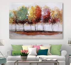 The gallery wall of prints makes this room truly breathtaking while also creating a fitting narrative. Amazon Com Tree Canvas Prints Wall Art For Home Decor Large Colorful Trees Branches Oil Paintings Hand Painted Forest Pictures For Living Room Bedroom Stretched And Framed Ready To Hang 40x28inch Posters