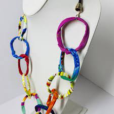Chain On Bungee Necklace Ficklesticks Fabric Jewels Jewels Fabric Necklace