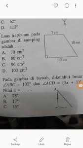Luas Trapesium Pada Gambar Di Samping Adalahmohon Bantuannya Brainly Co Id