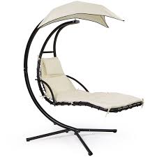 Barton Hanging Chaise Lounger Patio Chair Outdoor Floating Canopy Swing Chair Hammock Arc Stand Air Porch Lounge Chair Walmart Com Outdoor Patio Chaise Lounge Swinging Chair Patio Swing Chair