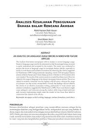 Perkara yang diterangkan mesti mendahului penerang. Pdf Analisis Kesalahan Penggunaan Bahasa Dalam Rencana Akhbar