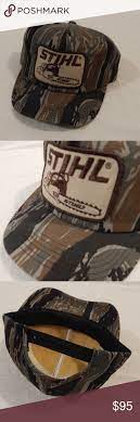 Vintage Stihl Camo Print Snap Back Cap Camo Print Retro Hats Stihl