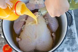 Water, orange juice, citric acid, orange essence. How To Brine Marinate And Bake A Turkey Presley S Pantry