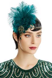 Amazon.com: BABEYOND Women's Ostrish Feather Crystal Teal Headband Wedding  Bridal Feather Headband Flapper Headpiece 1920s