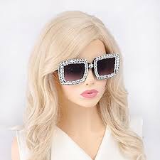 Amazon.com: SP Sophia Collection Sparkling Crystal Square Frame Oversized  Bling Rhinestone Eyewear Sunglasses in Black Silver : Clothing, Shoes & ...