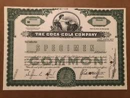 Algunas acciones de la bolsa seducen a los comerciantes por la popularidad de la compañía que las emite, como es el caso de las acciones de coca cola. Especimen De La Coca Cola Company Certificado De Acciones 1989 Escaso Popular American Co Ebay