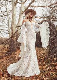 Stevie By La Perle Wedding Dress Long Sleeve Bell Sleeve Wedding Dress Boho Chic Wedding Dress