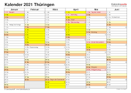 Mit schulferien und gesetzlichen feiertagen. Kalender 2021 Thuringen Ferien Feiertage Pdf Vorlagen