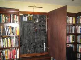 You can skip the traditional diy wood gun cabinet plans and create hidden storage in your wall to hold your guns. Best Hidden Gun Cabinet Bookcase Plans