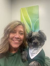 We're thrilled to share that JoJo is settling into his “fur”ever home with  Administrative Assistant Ginny Strawser. Not only is JoJo spreading joy by  visiting our veterans at Joseph House, but he's