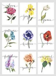 Floral Fruit Of The Spirit Print Set Fruit Of The Spirit Birth Flower Tattoos Spirit Tattoo