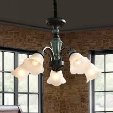 It takes double or three incandescent bulbs to create soft lighting. Flower Dining Room Chandelier Farmhouse White Frosted Glass 5 6 Lights Black Ceiling Pendant Lamp Beautifulhalo Com