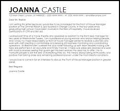 Front Of House Manager Cover Letter Sample Cover Letter Templates Examples