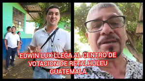 EDWIN LUX LLEGA AL CENTRO DE VOTACION DE RETALHULEU GUATEMALA