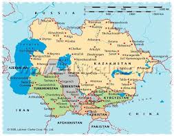 Political Map of Kazakhstan, Uzbekistan, Turkmenistan, Tajikistan ...
