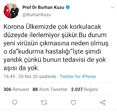 Burhan kuzu sosyal medya hesabından dikkat çeken bir paylaşımda bulundu. Burhan Kuzu Koronavirus Icin Sosyal Medyanin Abartisi Demis Olay Paylasim Internet Haber