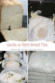 Use your bread machine to bake an aromatic herb and parmesan cheese bread. Bread Machine Garlic Bread Mix Bread Machine Mix Recipes