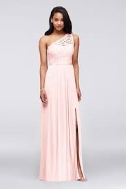 One Shoulder Lace And Mesh Dress Illusion One Shoulder Corded Lace Bodic Davids Bridal Bridesmaid Dresses Bridesmaid Dresses Long Lace Mesh Bridesmaids Dress