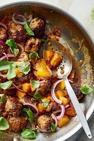 Skillet Meatballs With Peaches Basil And Lime Recipe Nyt Cooking Nyt Cooking Recipes Lime Recipes