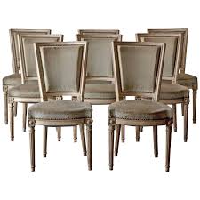 Chairs Dining Set Of Eight French Louis Xvi Neoclassical White Frame France Chair Dinning Chairs White Frame