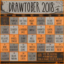 Drawtober S Tweet Drawtober 2018 Official Calendar 31 Days Of Tricks And Treats Use Hashtag Drawtobe Drawing Challenge 30 Day Art Challenge Art Prompts