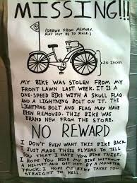 Missing Bike Sign Smiles And Laughs Funny Bike