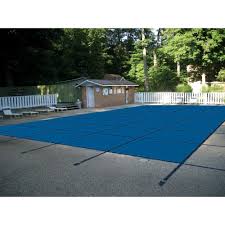 Waterwarden 18 Ft X 36 Ft Rectangle Blue Mesh In Ground Safety Pool Cover For Left End Step Scmb1836ls The Home Depot Pool Cover In Ground Pools Pool Safety Covers