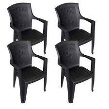 Check out our garden plastic chair selection for the very best in unique or custom, handmade pieces from our shops. Bundle Set Of 4 Stacking Chairs Rattan Look Garden Chair Plastic Black Patio Balcony Furniture Bistro Chair Ceres Webshop