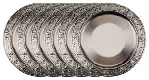 Service plate (charger) in the cmp1 pattern by cosmopolitan. Nu Steel 13 Embossed Round Vintage Dinner Charger Plates Set Of 6 Traditional Dinner Plates By Tatara Houzz