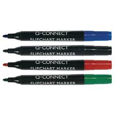 Q Connect Assorted Flipchart Marker Pens Bullet Tip Pack Of 4 Kf01551 Kf01551
