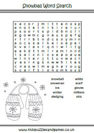 Worksheet to learn the parts of a year: Snowball Word Search Harder Kids Puzzles And Games
