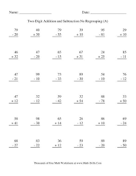 These worksheets are pdf files. Adding And Subtracting Two Digit Numbers No Regrouping A