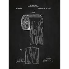 Inked And Screened Novelty Toilet Paper Silk Screen Print Graphic Art In Chalkboard White Ink Toilet Paper Patent Print Toilet Paper Patent Patent Art Prints