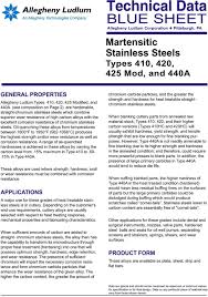 Technical Data Blue Sheet Martensitic Stainless Steels
