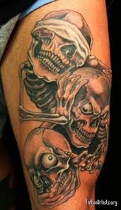 See No Evil Hear No Evil Speak No Evil Tattoo Chest Hear No Evil Speak No Evil See No Evil Scary Tattoos Evil Skull Tattoo Scarecrow Tattoo