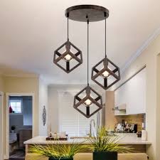 Hanging lamp ceramic led hanging light. Metal Square Cage Ceiling Light Dining Room Kitchen 3 Lights Industrial Hanging Light Beautifulhalo Com