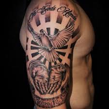 Black And White Creative Half Sleeve Tattoos For Men Dove Tattoos For Men Half Sleeve Tattoos For Guys Tattoos For Guys Dove Tattoos