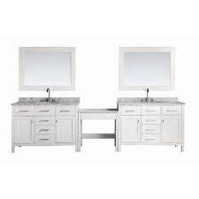 Add style and functionality to your bathroom with a bathroom vanity. Design Element Two London 48 In W X 22 In D Vanity In White With Marble Vanity Top In Carrara White Mirror And Makeup Table Dec076c Wx2 Mut W The Home Depot