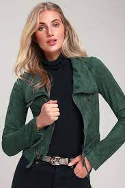 Outerwear For Women Trendy Jackets Coats Blazers Lulus Green Suede Green Jacket Outfit Suede Moto Jacket