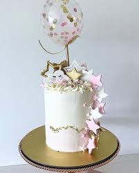 Birthday Cake With Balloons Design One Of My Popular Design My Waterfall Stars Cake Topped With The Cutest Confetti Balloon From Poppiesforgrace S Cake Toppings Star Cakes Confetti Balloons