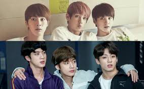 Bts' jin and v reacted to their iconic 'kiss' scene from run bts episode 128 and as adorable as that is, v's reaction definitely proves that . Netizens Look Back At Jin V And Jungkook S Baby Faces From Seven Years Ago Allkpop